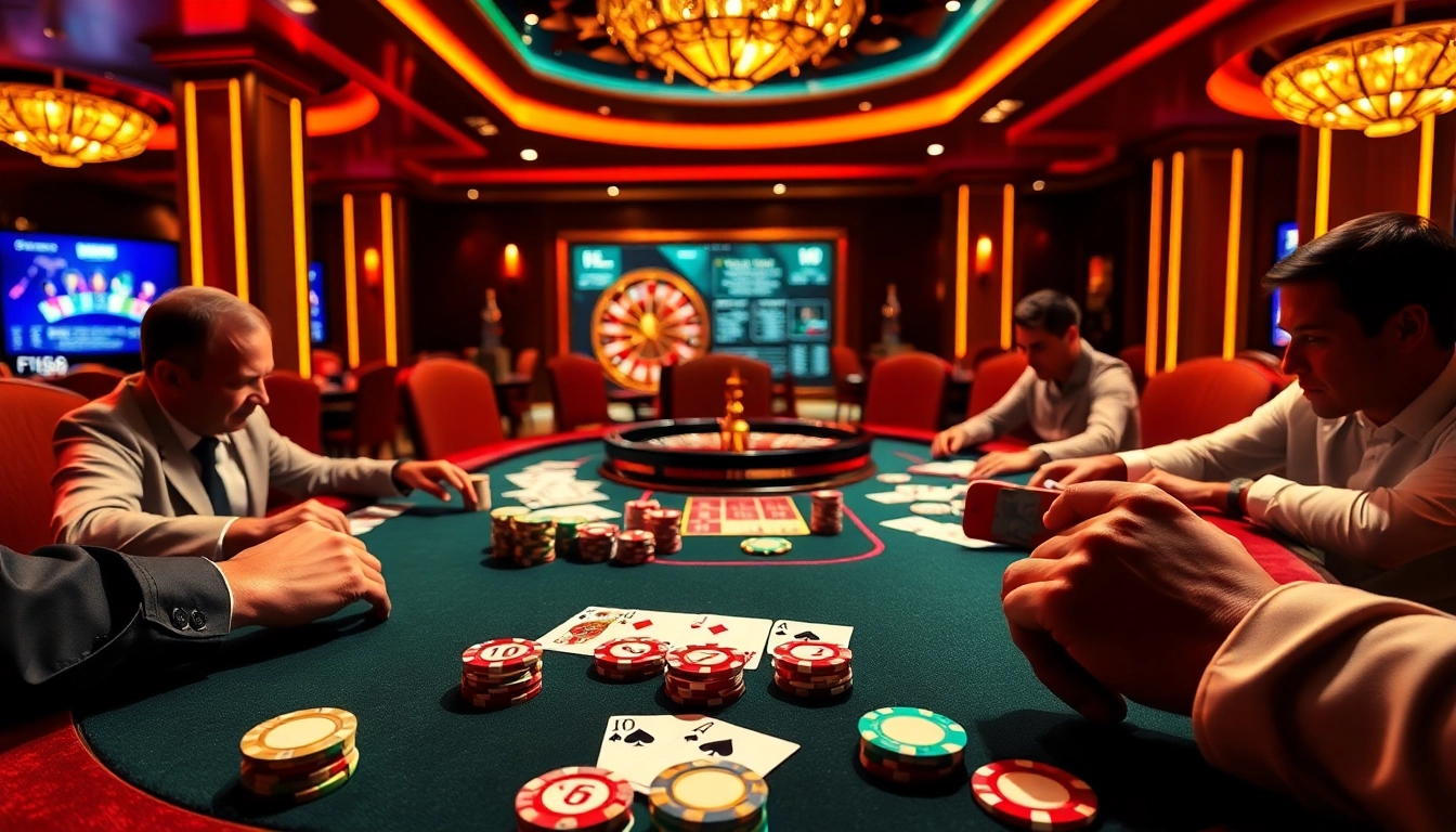 Experience the excitement of F168 at a luxurious poker table with vibrant chips and cards.