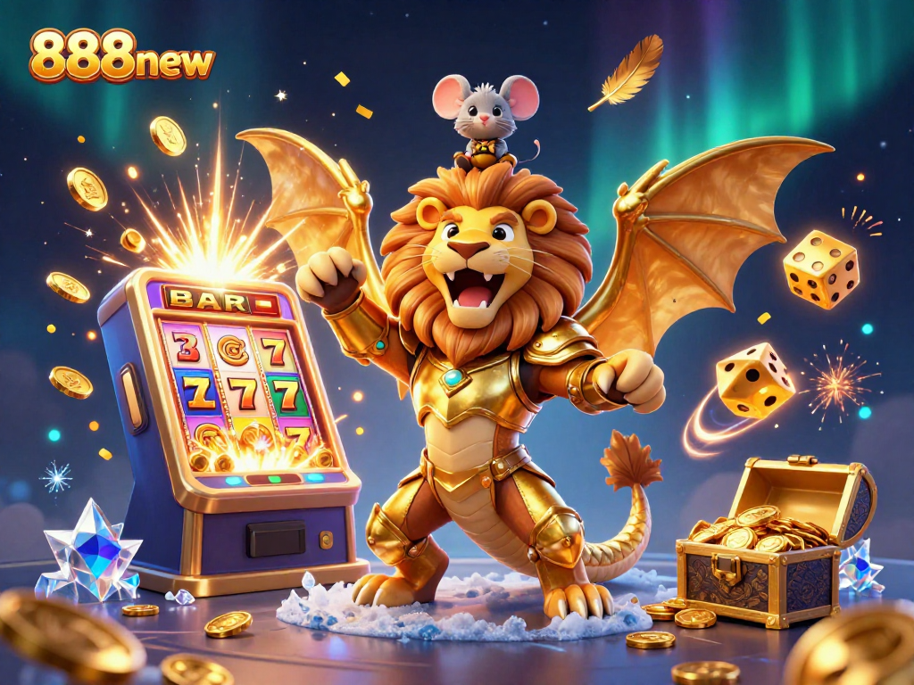 Experience jackpot excitement with 888new's dynamic gaming scene showcasing thrilling casino elements.