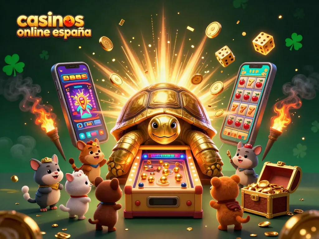 Disfruta de los mejores casinos online en España con esta ilustración 3D llena de acción y premios.