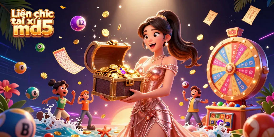 Experience the excitement of Liên hệ Tài xỉu md5 with a treasure chest overflowing with winnings and colorful gambling elements.