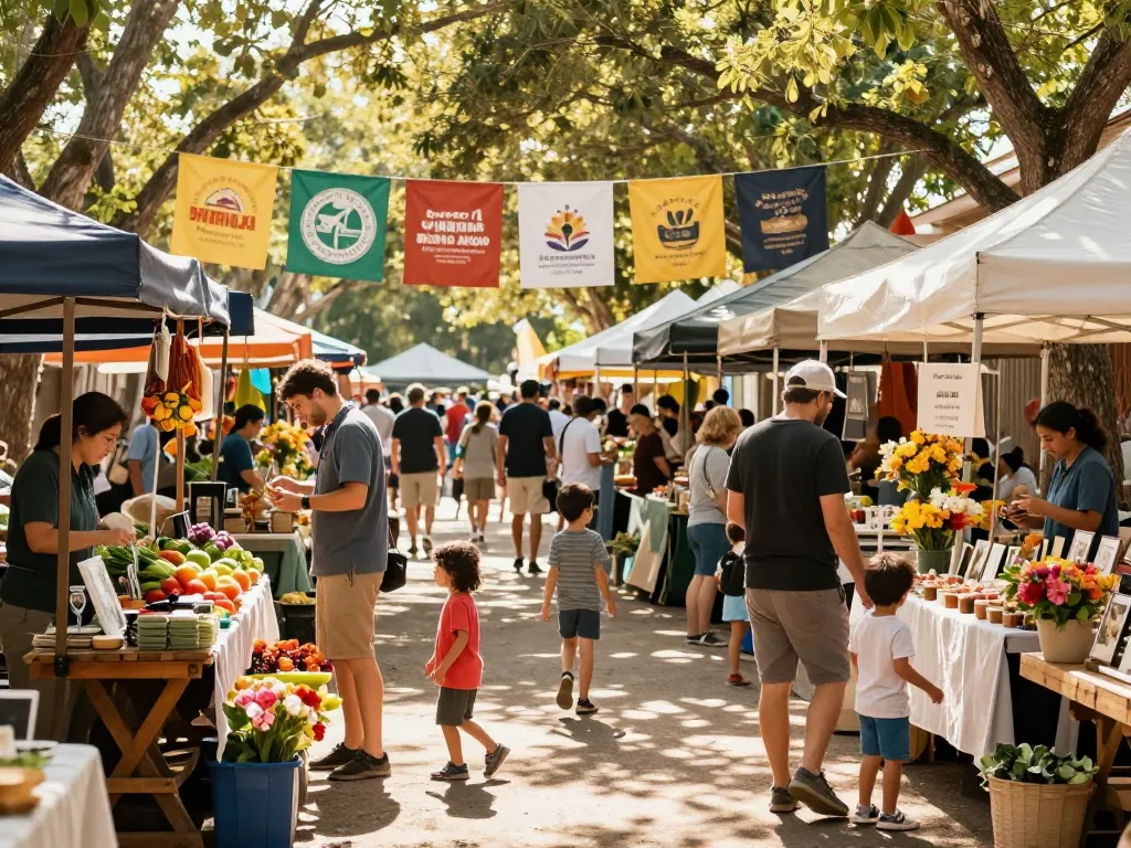 Vibrant local market scene showcasing fresh produce and community spirit.