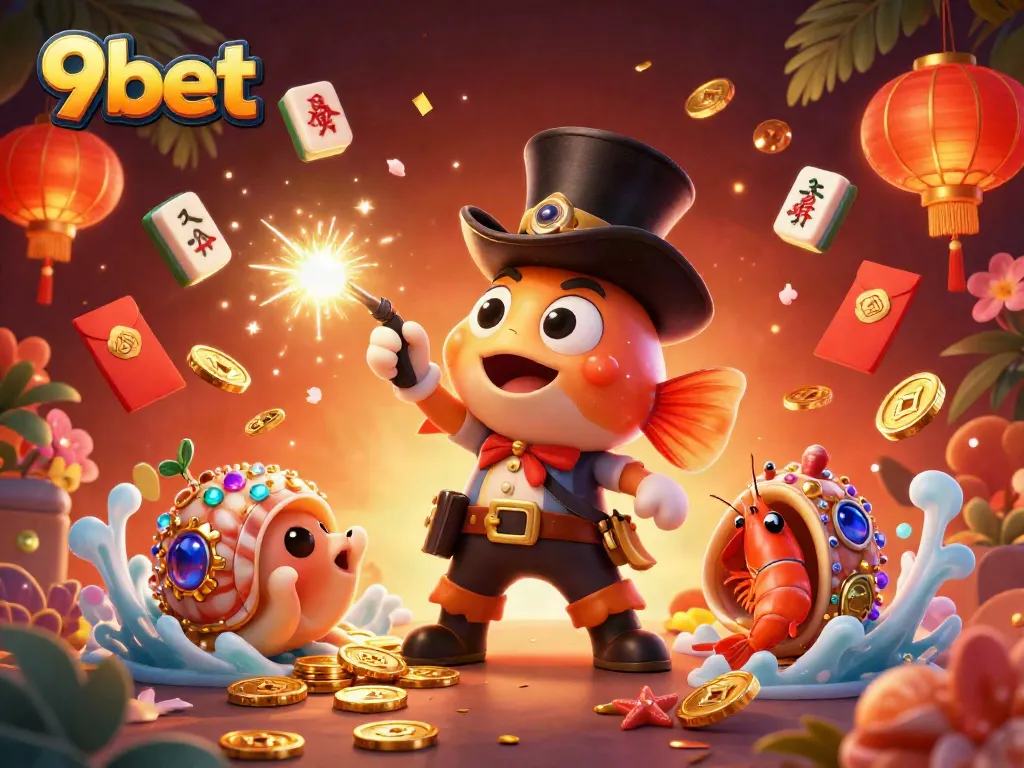 Engage in thrilling gameplay with 9bet's dynamic and colorful casino scene filled with treasures.