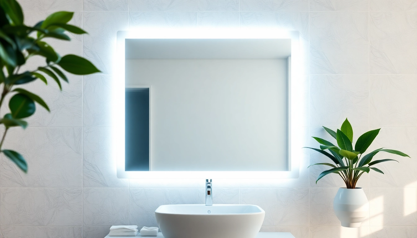 Transform your bathroom with stylish mirror and led lights featuring elegant design details.
