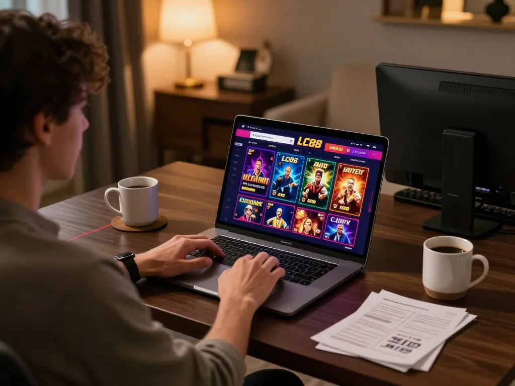 Engaging in online casino gameplay at LC88, highlighting a user-friendly interface for a responsible gambling experience.