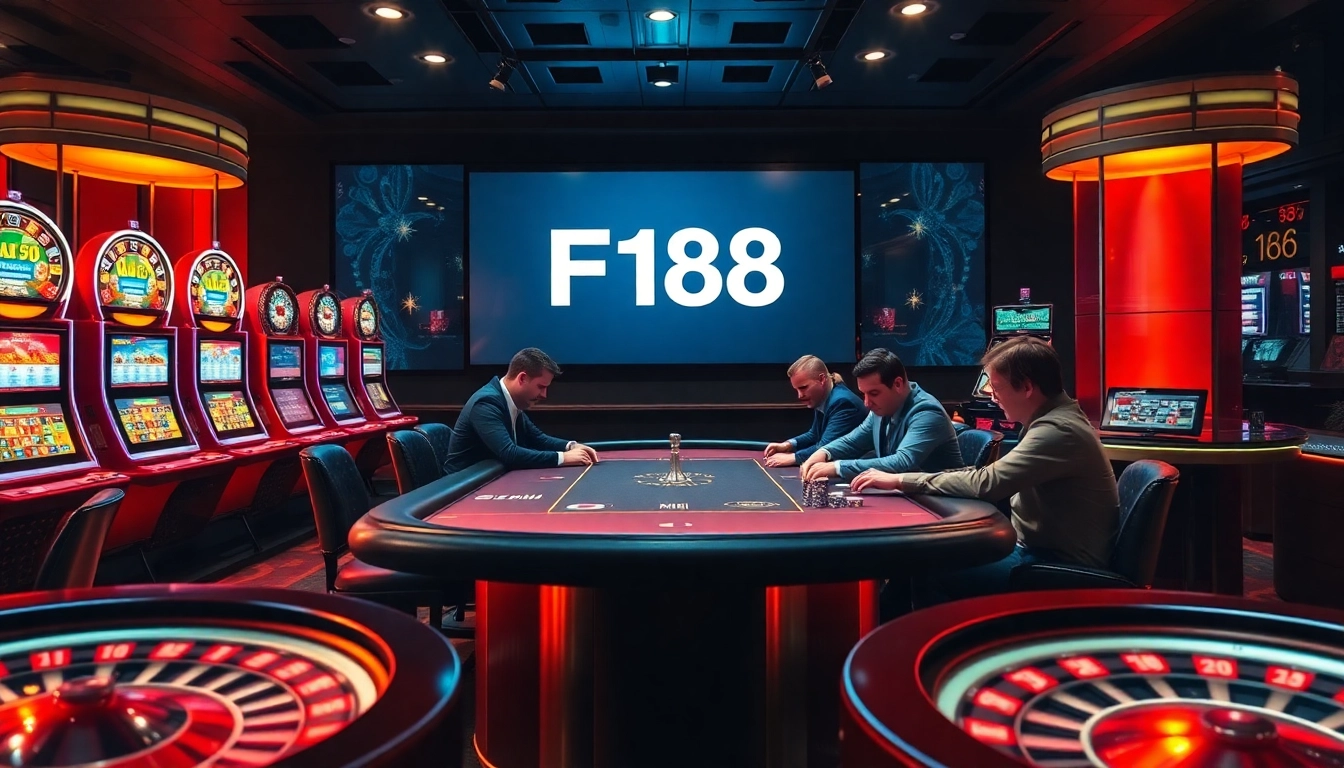 Engage in thrilling gameplay with F168 at a luxurious casino featuring poker, slots, and roulette.