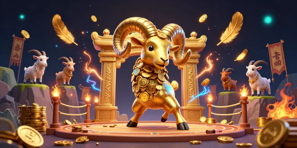 Experience dynamic gameplay with QQCASH188 in a vibrant casino scene featuring an energetic golden ram.