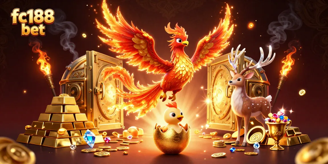 Engage in dynamic fc188 bet action amidst a vibrant casino-themed scene of fortune and adventure.