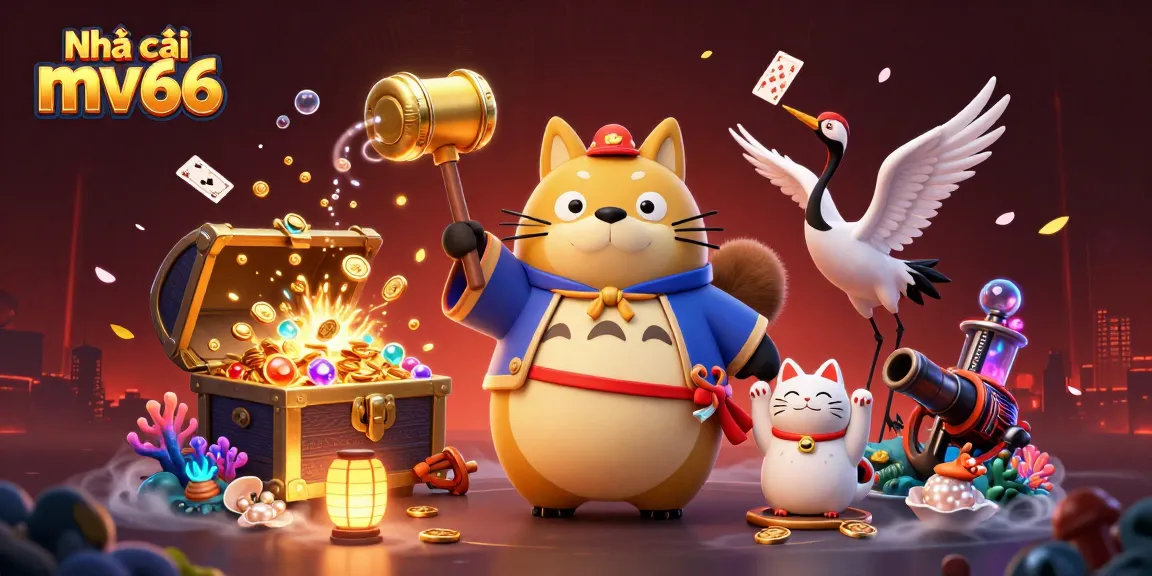 Experience fun at Nhà cái mv66 with vibrant characters and exciting gaming elements surrounding an underwater treasure theme.