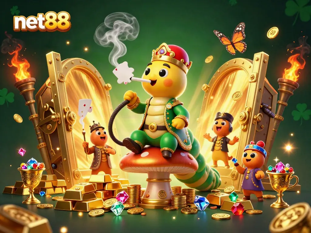 Experience thrill with net88's vibrant casino scene featuring jewels and golden symbols.