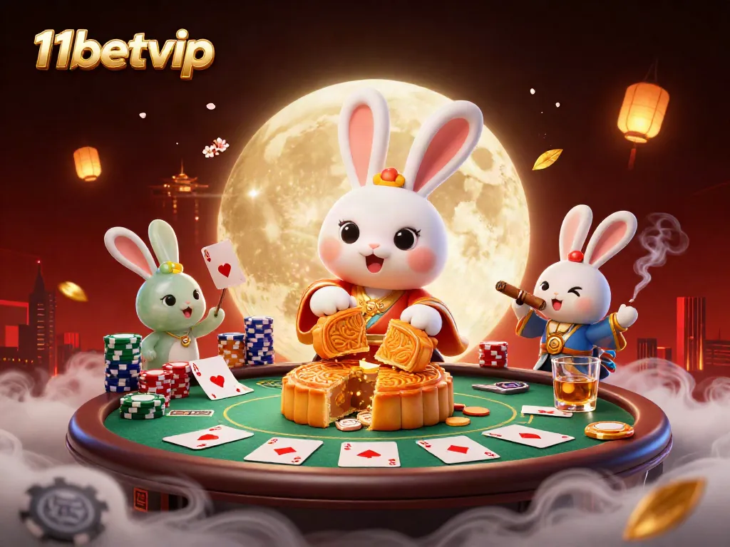 Experience exciting gameplay at 11betvip with a vibrant moonlit casino scene featuring card games.
