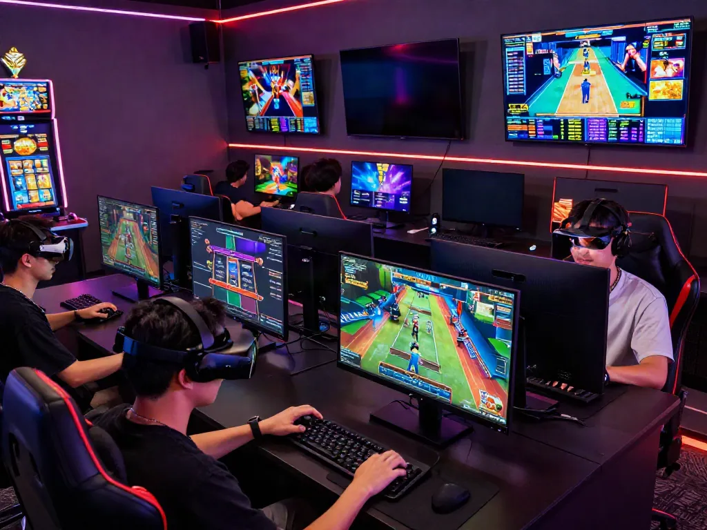 Players enjoying seamless gaming experiences on QQMacan's integrated platform, showcasing vibrant games and interactive elements.
