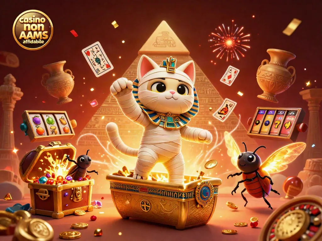 Gioca al casinò non AAMS affidabile con un gatto mummificato egiziano esplodente e tessere di gioco.