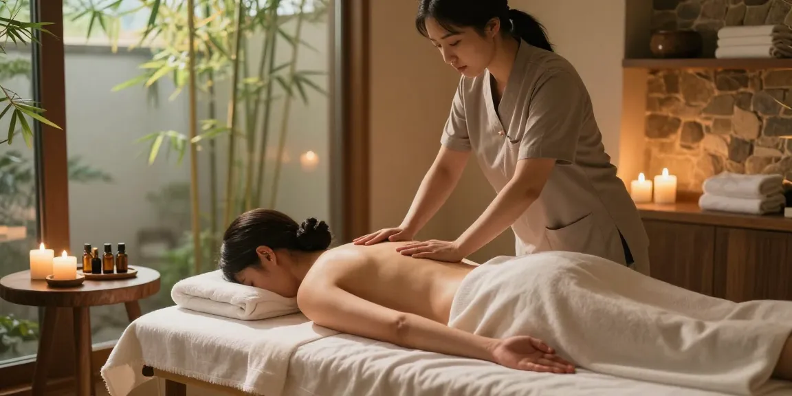 Relaxing 김포출장마사지 session in serene spa with calming elements.