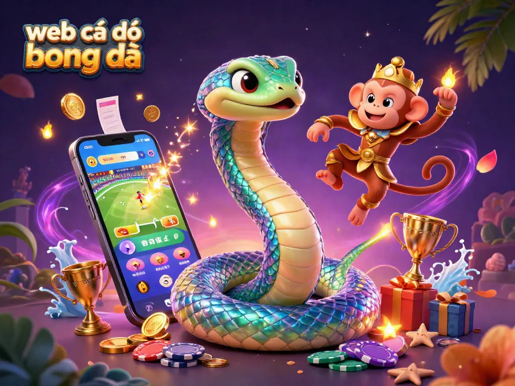 Cá cược bóng đá trực tuyến web cá độ bóng đá với biểu tượng rực rỡ và yếu tố huyền bí.