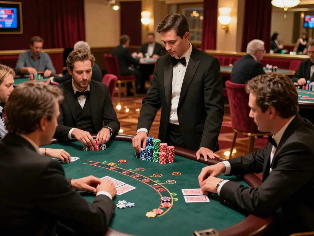 Players strategically betting at a CM88 blackjack table in a luxurious casino setting.