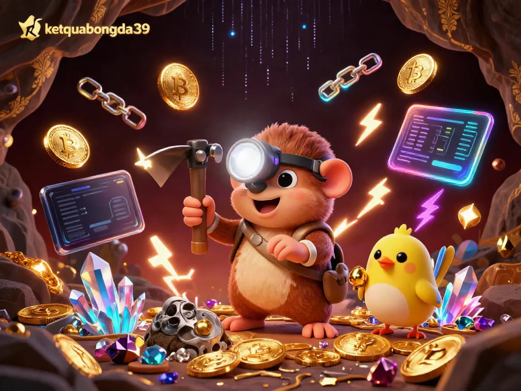 Bet on ketquabongda39 with a vibrant illustration of mining treasures and crypto elements.