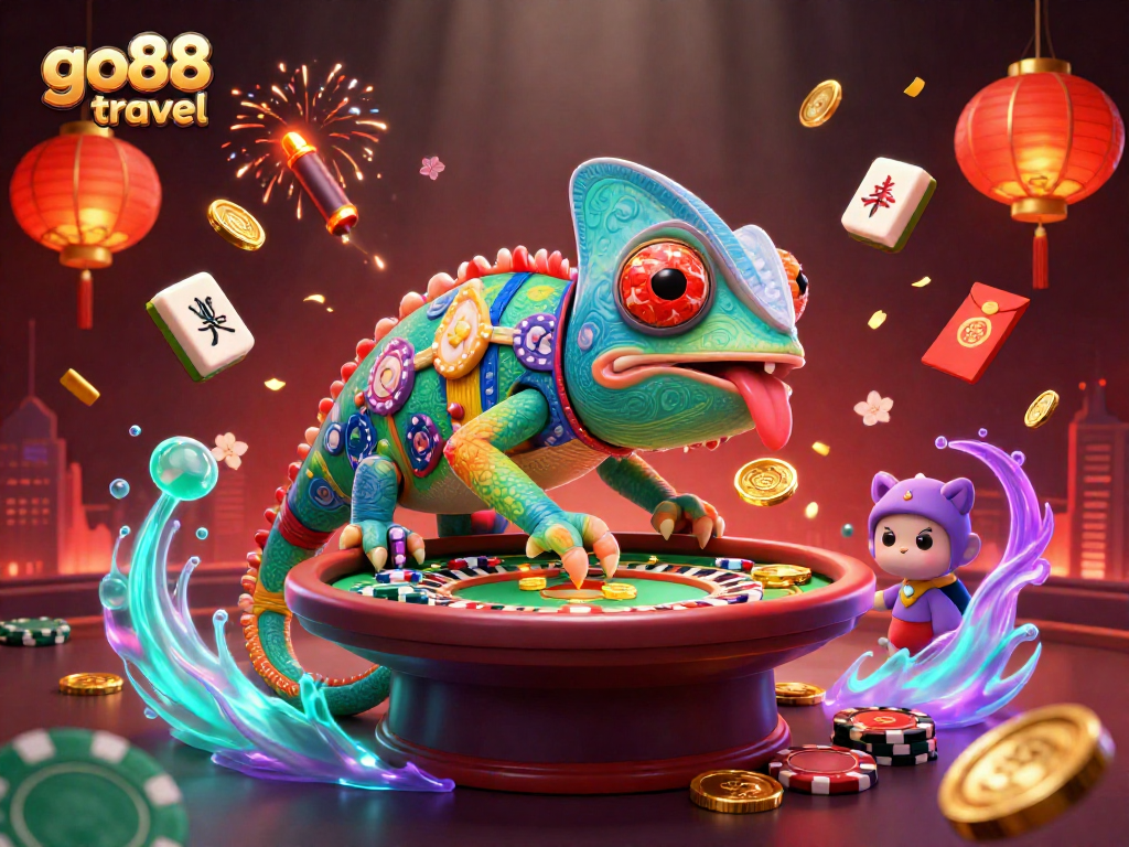 Engage in thrilling gaming action at go88 travel, where vibrant casino elements and lively colors meet.