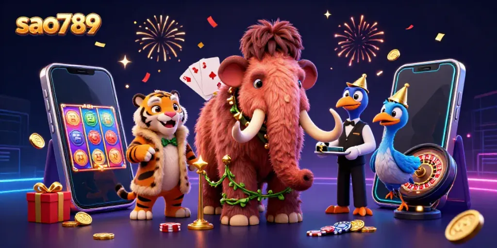 Experience thrill and excitement at sao789 with a vibrant casino scene featuring unique characters and games.