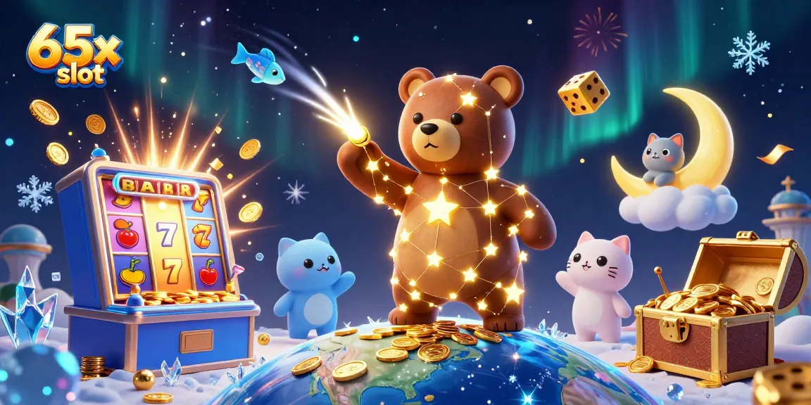 Slot dinâmico do 65x, com personagens divertidos e jackpot explosivo de moedas.