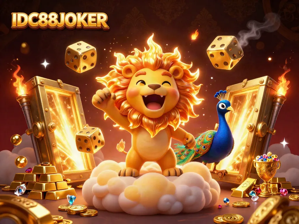 Experience thrilling online gaming with IDC88JOKER, featuring spectacular golden treasures and vibrant characters.