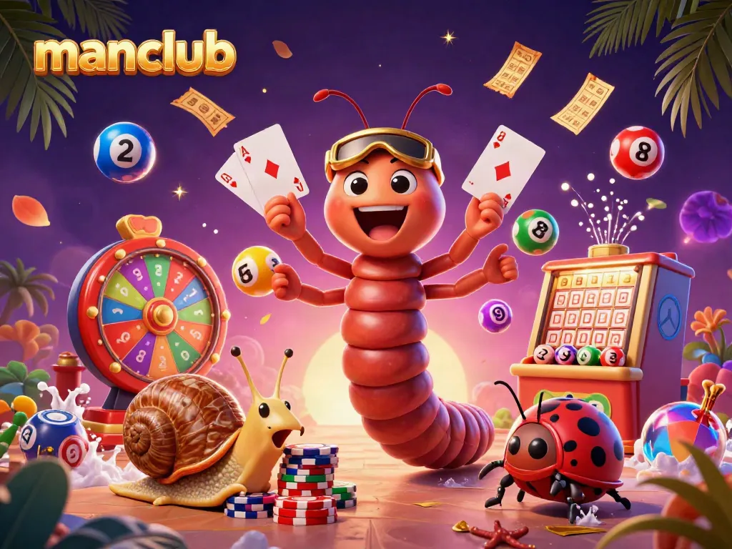 Engage in thrilling gameplay at manclub with an exciting 3D casino illustration featuring a dynamic dealer and vibrant game elements.