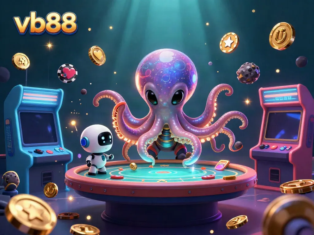 Engage with vb88's thrilling alien-themed gaming experience at a holographic poker table.