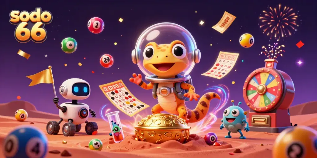 Sodo 66 showcases an exciting 3D casino adventure with a Martian gecko and lottery elements.