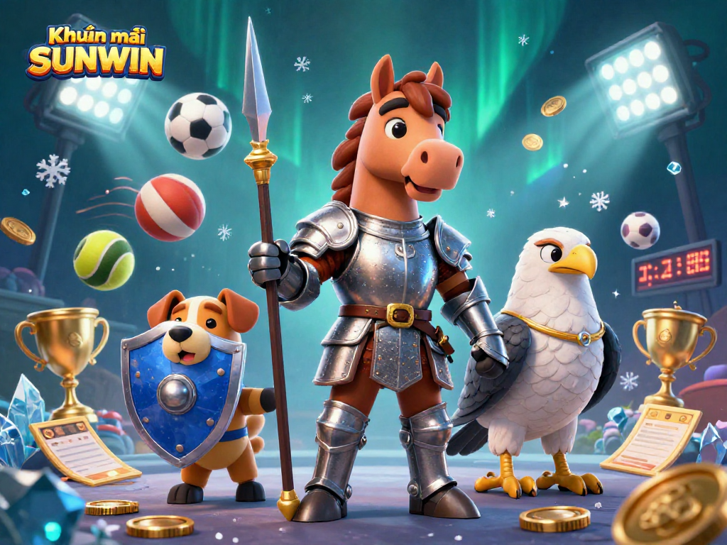 Engage with Khuyến mãi SUNWIN by experiencing thrilling sports betting adventures featuring knights and a squire.