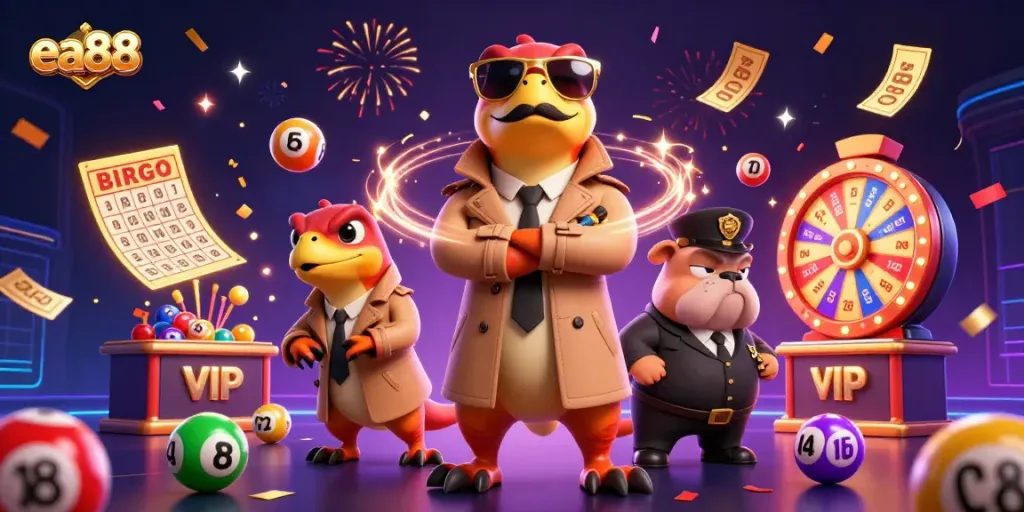 Experience thrilling casino excitement with ea88 featuring raptors sneaking into a VIP lounge.