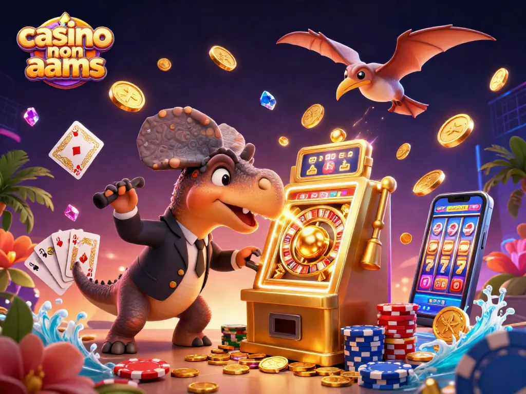 Giocatori in una scena vivace di casino non AAMS con vincite in oro e giochi entusiasmanti.