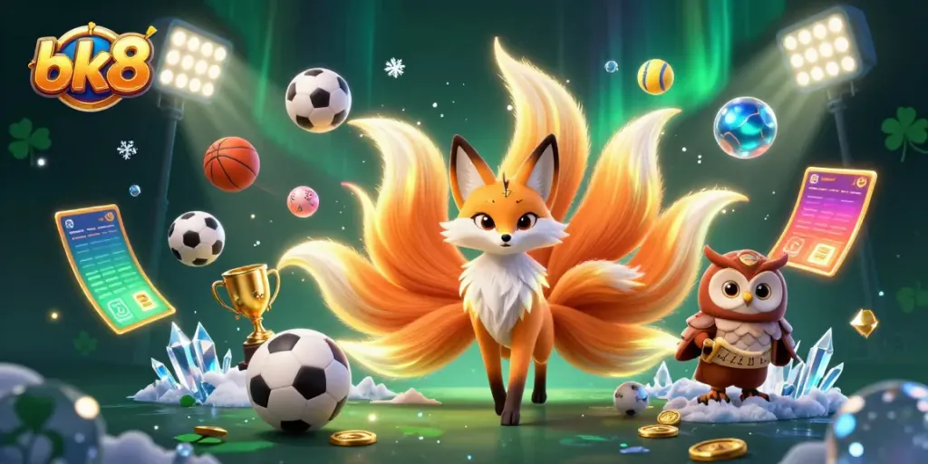 Experience the vibrant spirit of bk8 through a whimsical illustration featuring dynamic casino elements and enchanting characters.