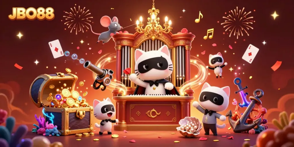 Experience the excitement of JBO88 with vibrant casino elements and lively characters in action.