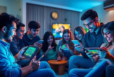 77EE online gaming enthusiasts enjoying diverse betting options in a vibrant home setting.