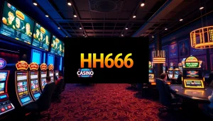 HH666 online casino gaming scene showcasing vibrant slots and live dealer tables.