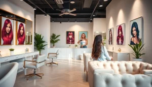 Vibrant scene inside a premier hair salon in San Diego, showcasing luxury, style, and professional hairstyling services.