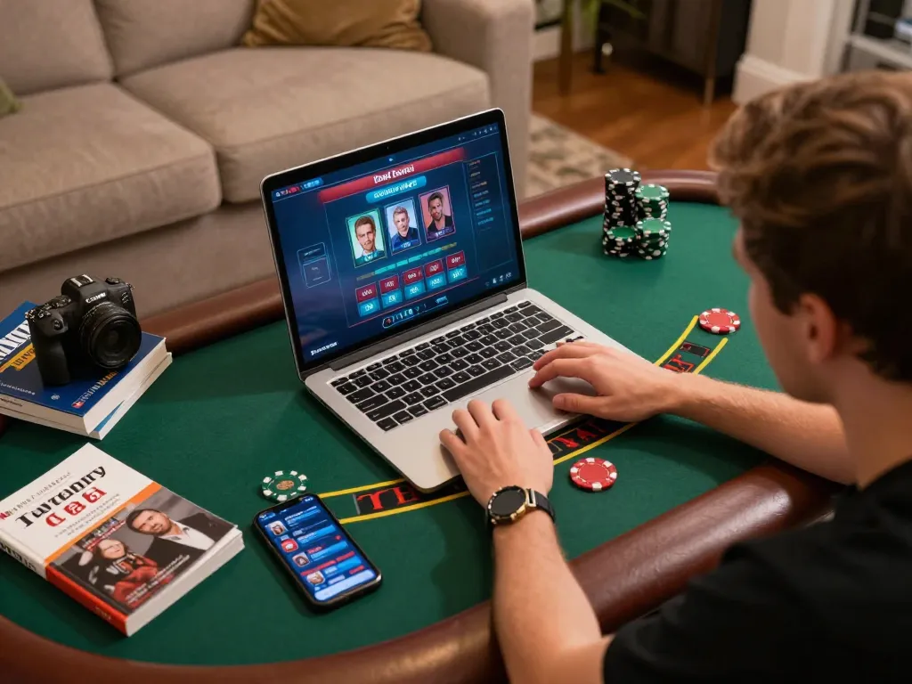 Engaging online gambling experience with dn88 live dealer blackjack on a laptop