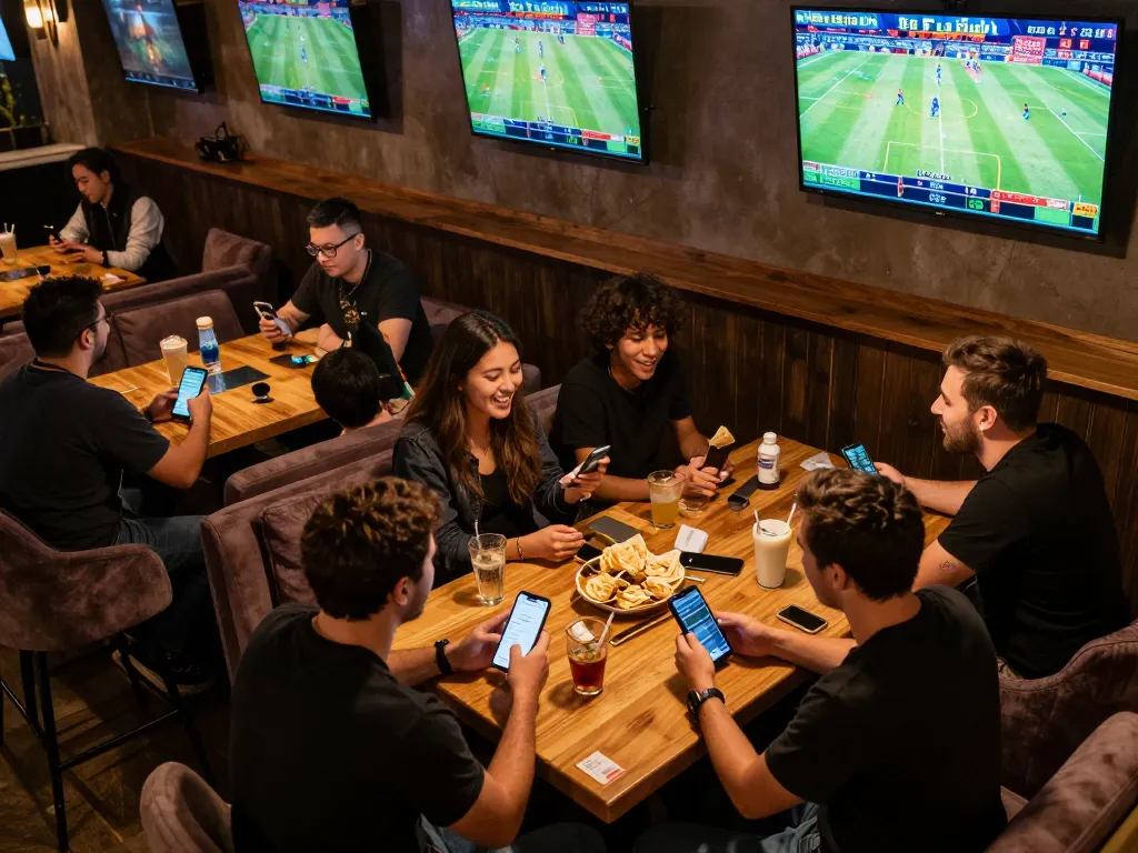 excited patrons engaged in sports betting at Hi88, showcasing live odds and mobile gaming action