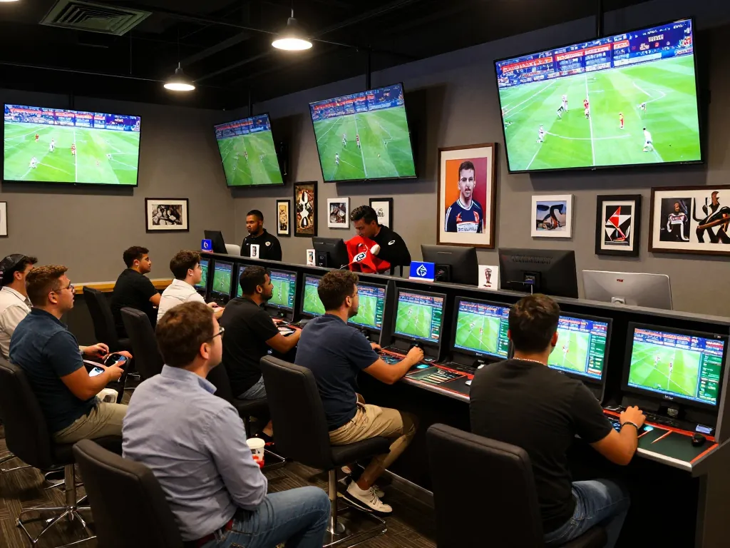Engaging moment with fans placing bets during World Cup 2026, showcasing vibrant sports betting atmosphere.